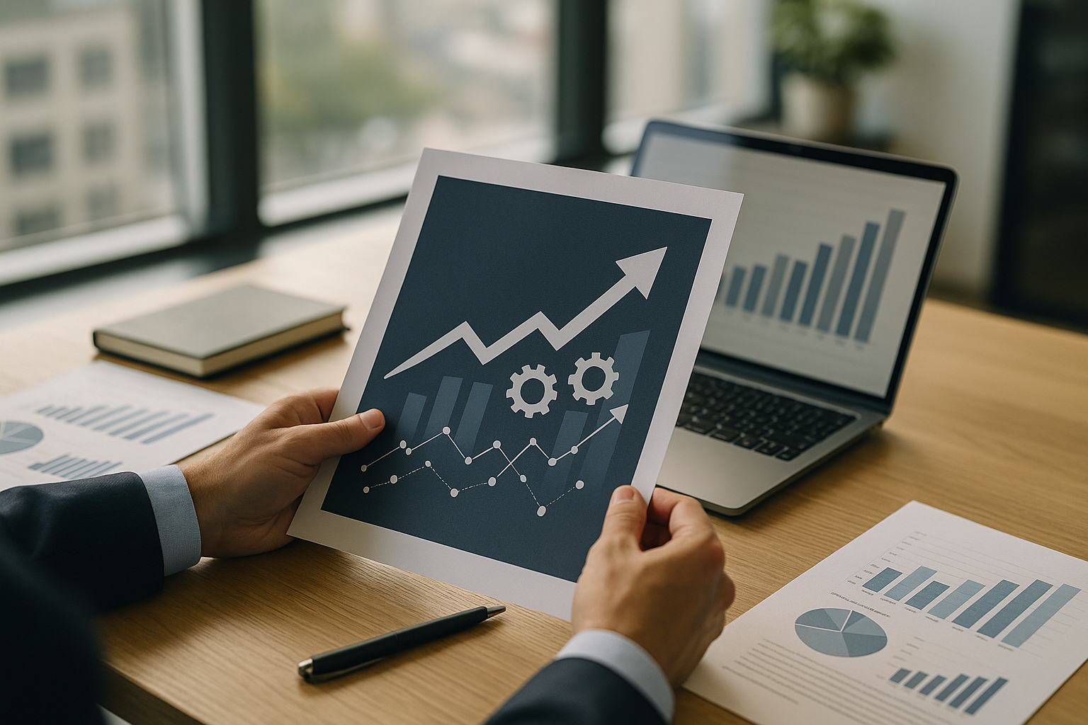 Illustrazione concettuale sui fattori della crescita economica: produttività, istituzioni, capitale umano e investimenti