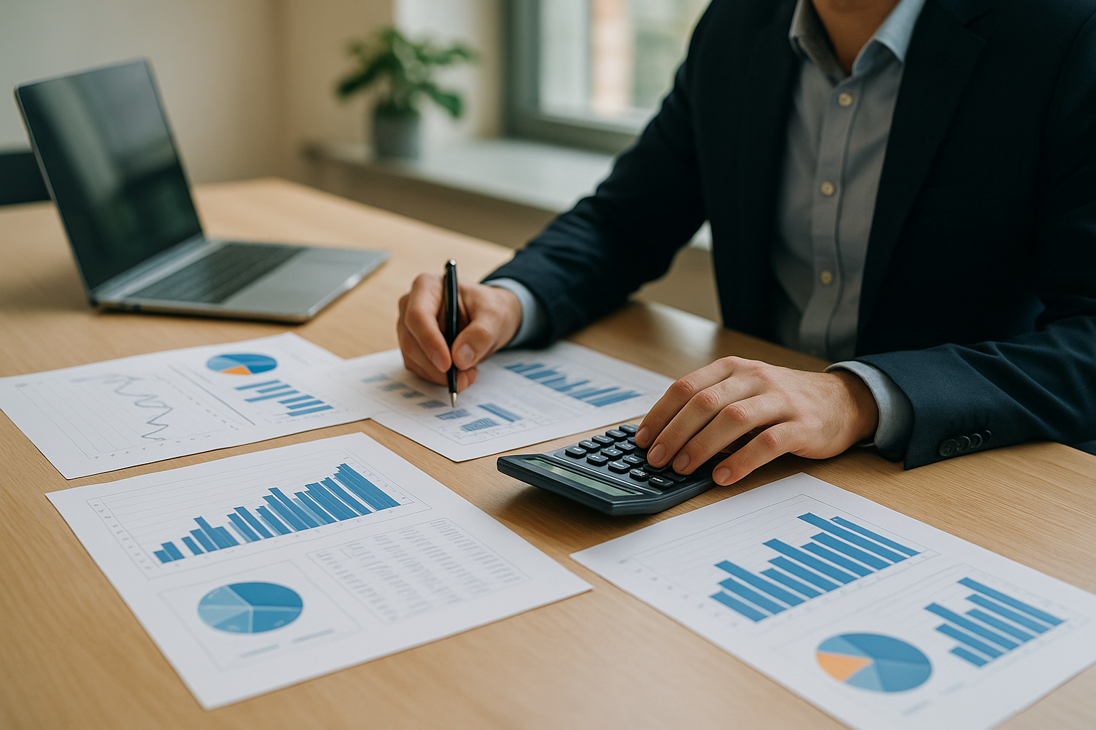 Documenti economici e grafici su una scrivania che richiamano l'impatto delle politiche economiche sulle imprese