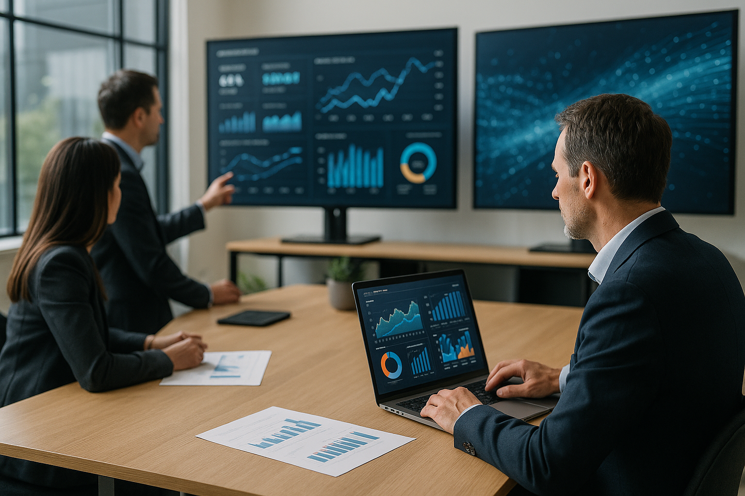 Team aziendale che analizza dati e processi digitali per migliorare le performance di business