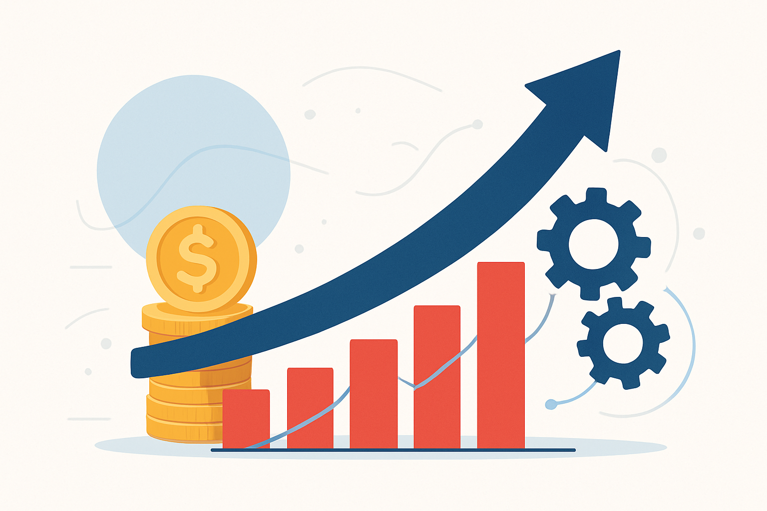 Grafico concettuale sulla crescita aziendale guidata dagli investimenti