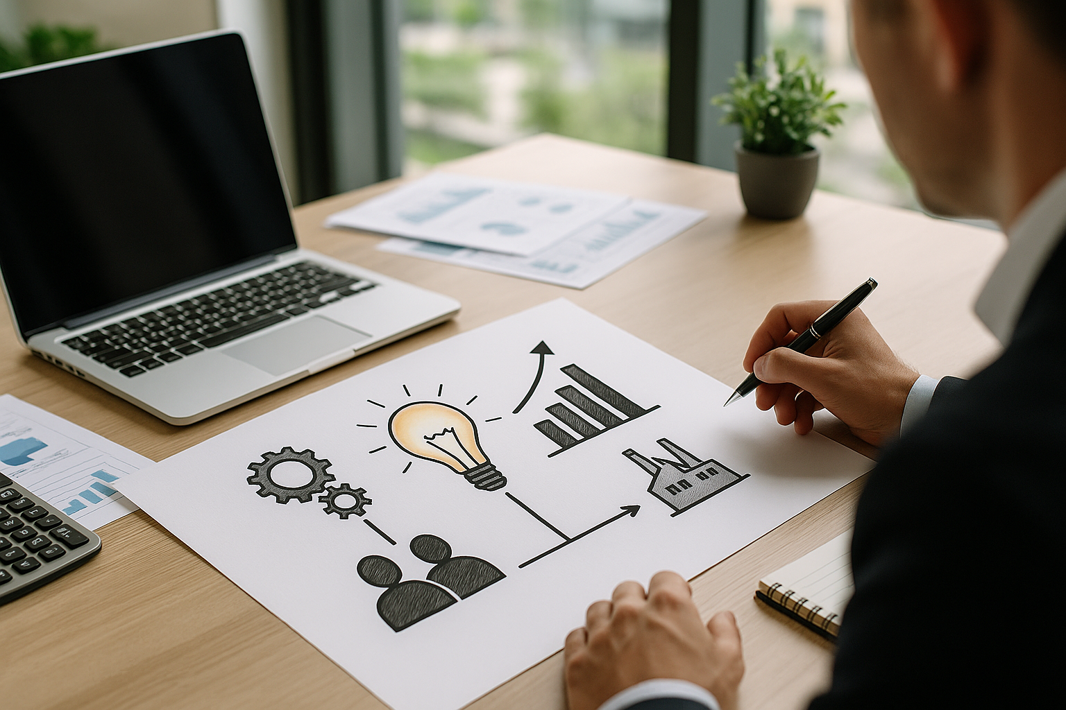 Schema concettuale che collega idee innovative, produttività e crescita economica