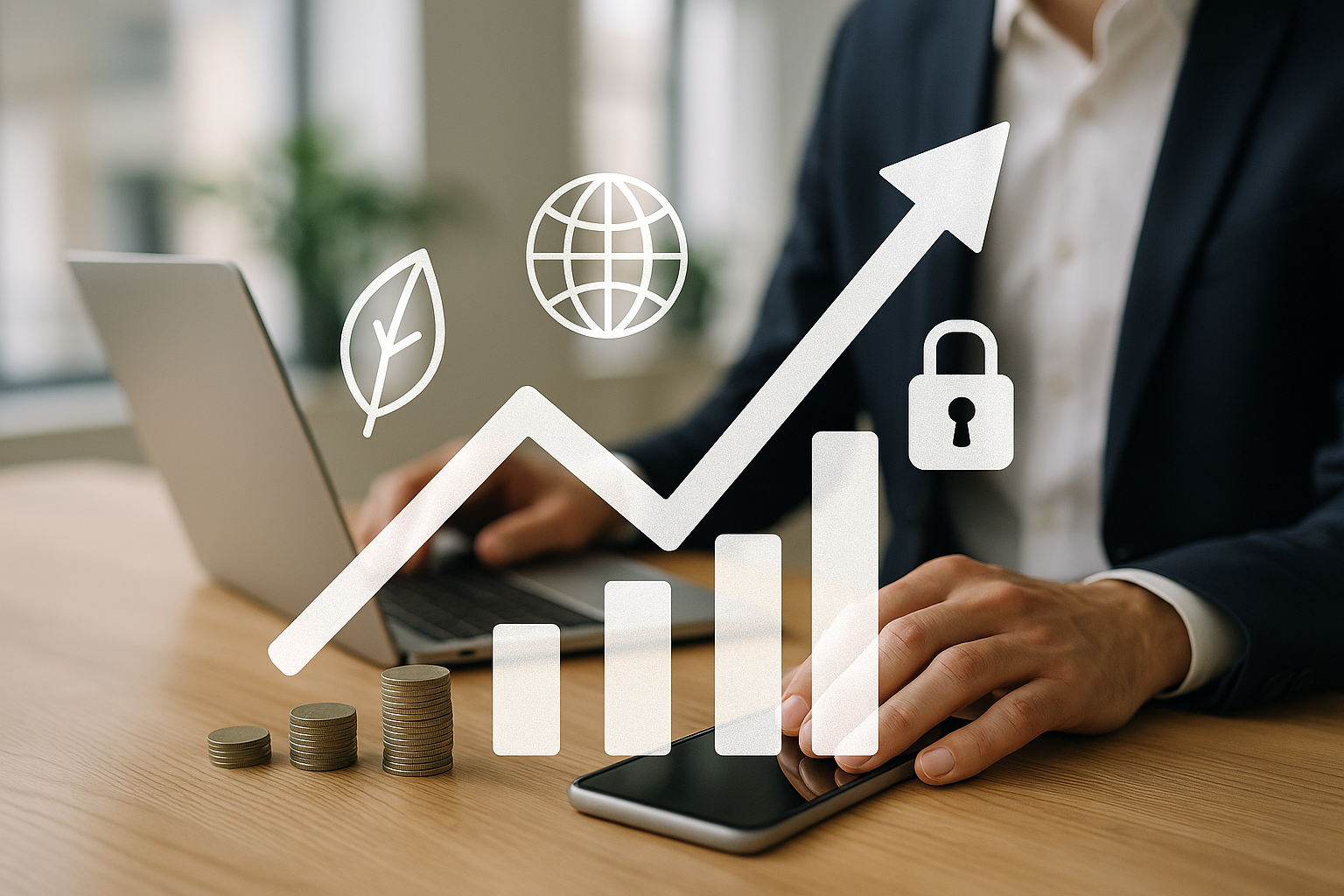 Rappresentazione concettuale di investimenti sostenibili con focus su impatto e trasparenza